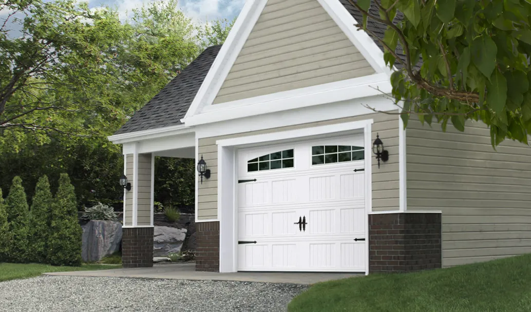 Shaker-CS Court, 9' x 7', Blanc doux, fenêtres avec Applique Arche Stockton Double
