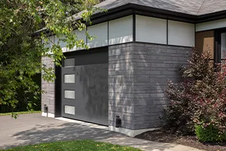 Vantage Uni, 12' x 8', Charbon, fenestration Harmonie gauche avec verre Sablé blanc