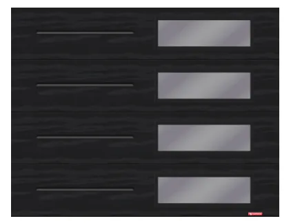 Porte de garage Standard+ Vog, 9' x 7', Noir, fenestration Harmonie droite avec verre Sablé gris