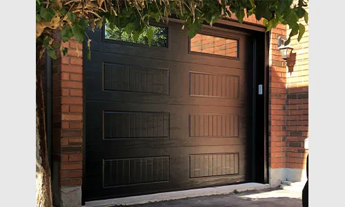 Porte de garage Standard+ North Hatley LP,  10' x 8', Noir, fenêtres Orion 4 rectangles