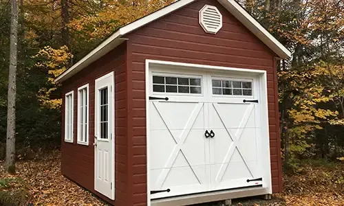 Porte de garage Eastman E-21, Porte et moulures Blanc glacier, 8' x 7', fenêtres Orion 8 carreaux